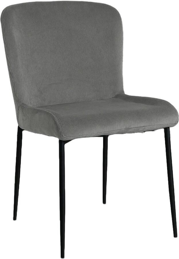 Lizzely Garden & Living Eetkamerstoel Maxime donkergrijs ribstof eetstoel - Foto 3