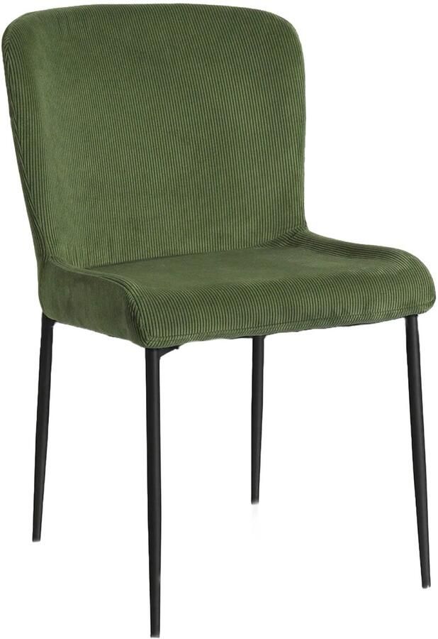 Lizzely Garden & Living Eetkamerstoel Maxime groen ribstof eetstoel