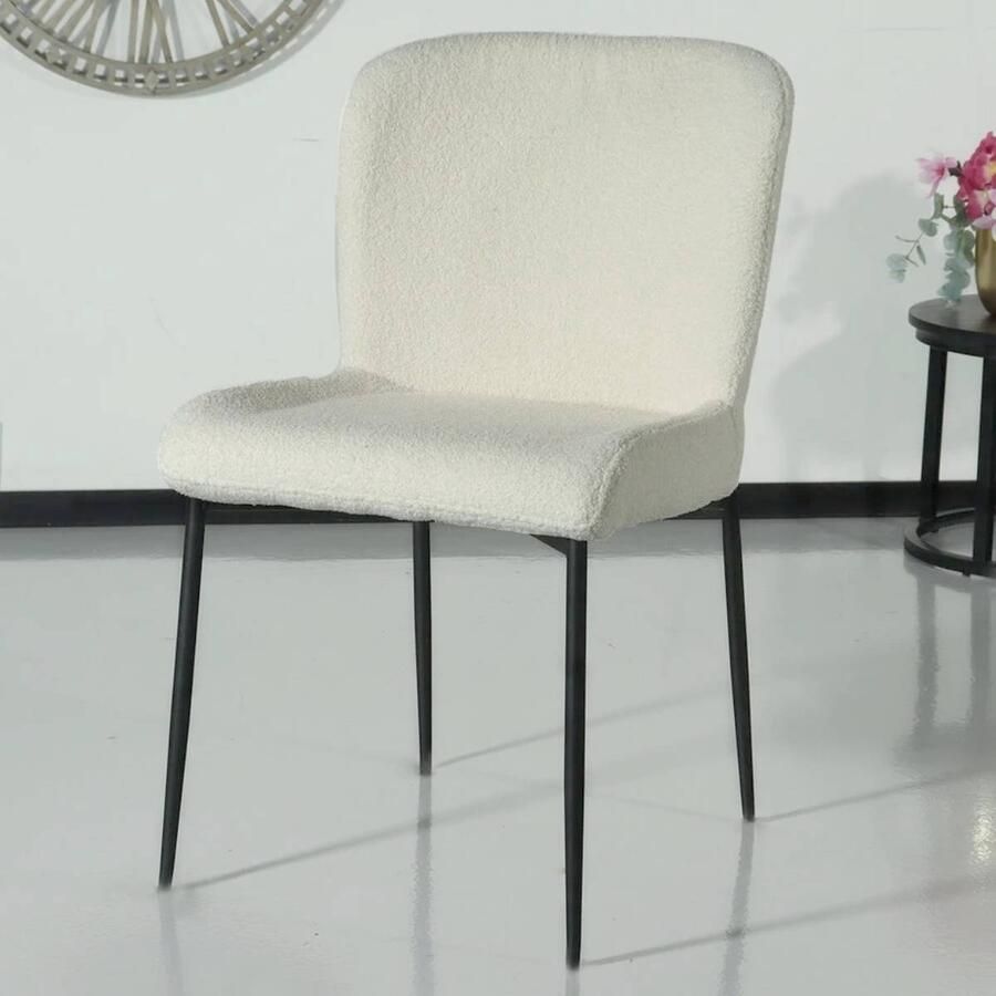 Lizzely Garden & Living SET DEAL: 6 stuks Eetkamerstoel Maxime wit teddy eetstoel