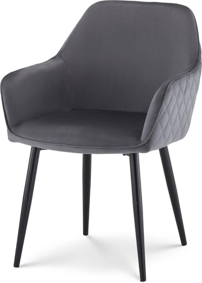 Lizzely Garden & Living SET DEAL: 6 stuks Eetkamerstoel met armleuning Ares velvet antraciet eetstoel zetel