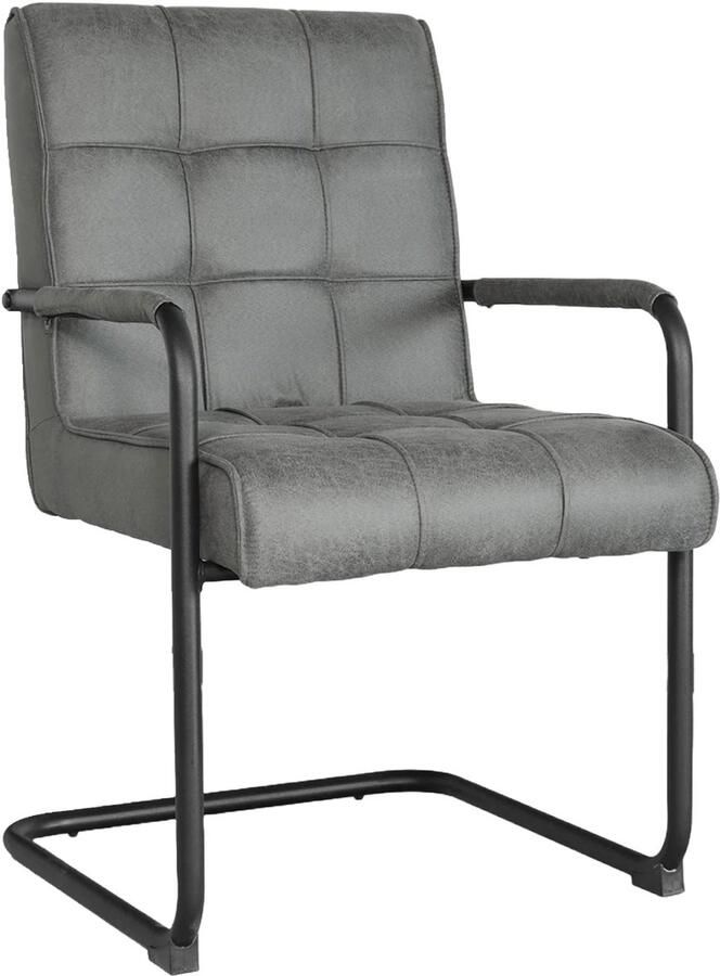 Lizzely Garden & Living Eetkamerstoel met armleuning Indy antraciet microvezel eetstoel