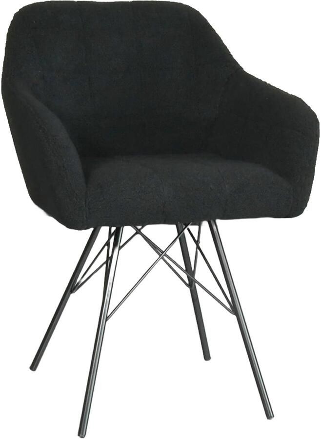 Lizzely Garden & Living Eetkamerstoel met armleuning Lola zwart teddy eetstoel