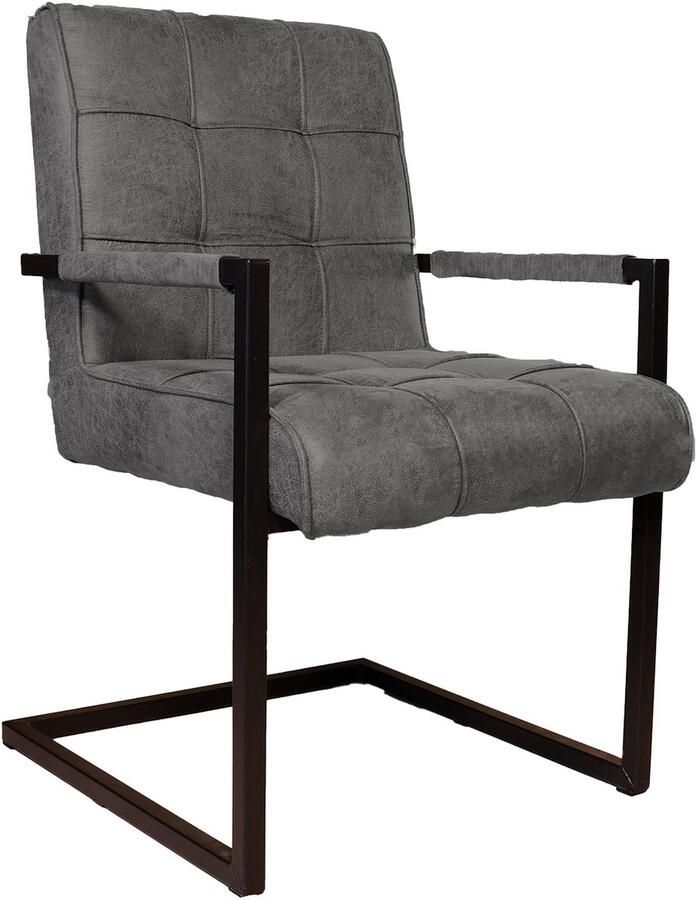Lizzely Garden & Living SET DEAL: 6 stuks Eetkamerstoel met armleuning Milan antraciet microvezel industrieel