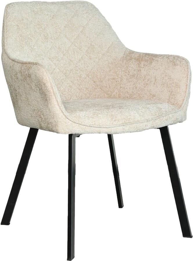 Lizzely Garden & Living Eetkamerstoel met armleuning Yurgan chenille beige eetstoel