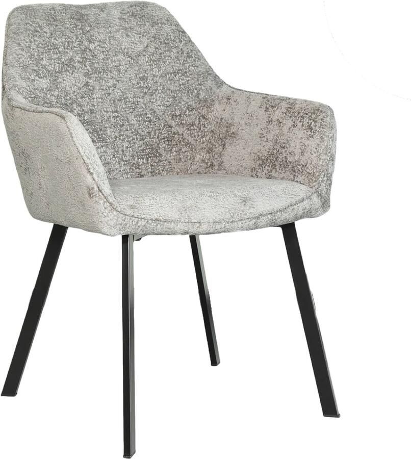 Lizzely Garden & Living Eetkamerstoel met armleuning Yurgan chenille grijs eetstoel