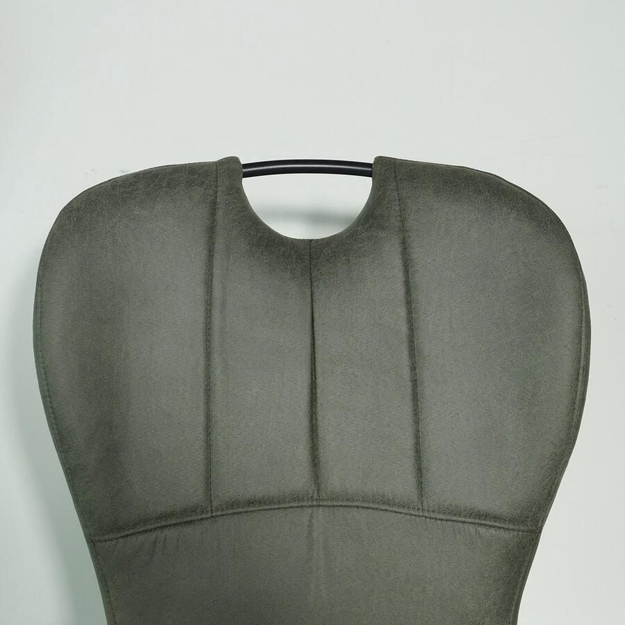 Lizzely Garden & Living SET DEAL: 6 stuks Eetkamerstoel met handgreep Yara donkergroen microvezel eetstoel industrieel zetel - Foto 3