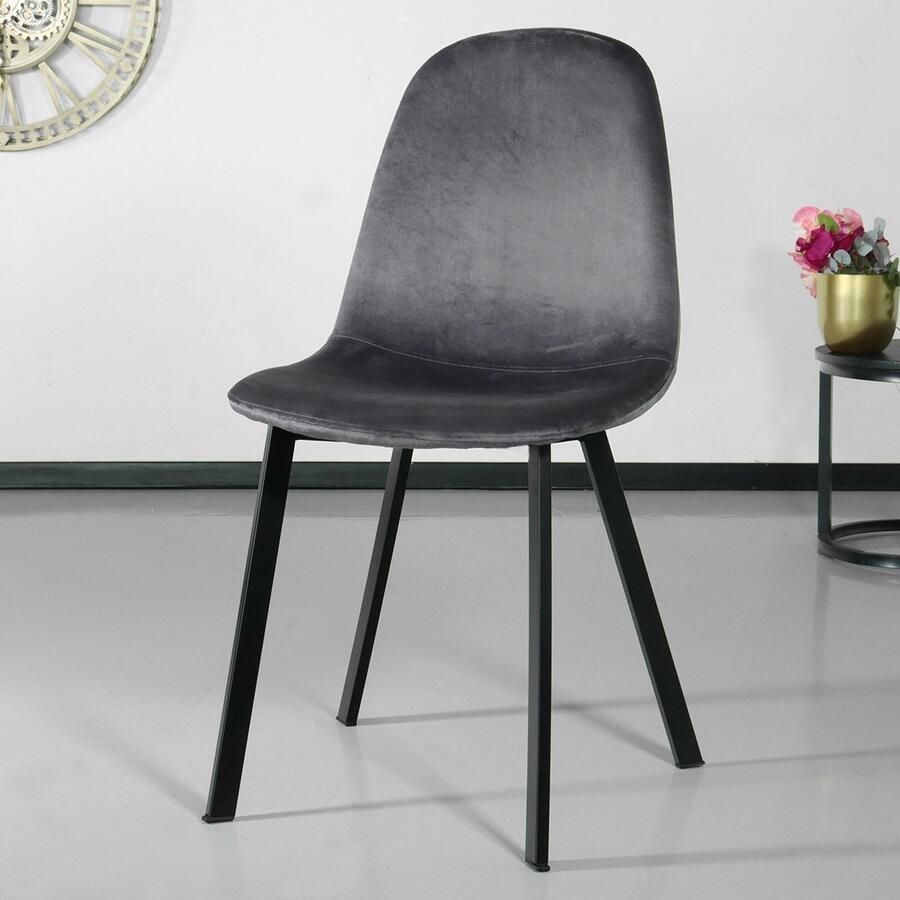 Lizzely Garden & Living SET DEAL: 6 stuks Eetkamerstoel Simpy grijs velvet eetstoel zetel - Foto 2