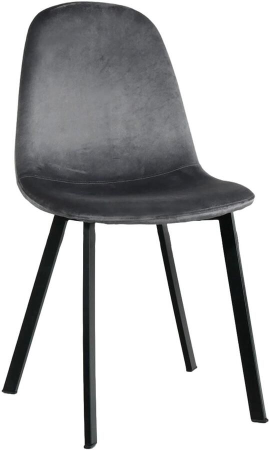 Lizzely Garden & Living SET DEAL: 6 stuks Eetkamerstoel Simpy grijs velvet eetstoel zetel