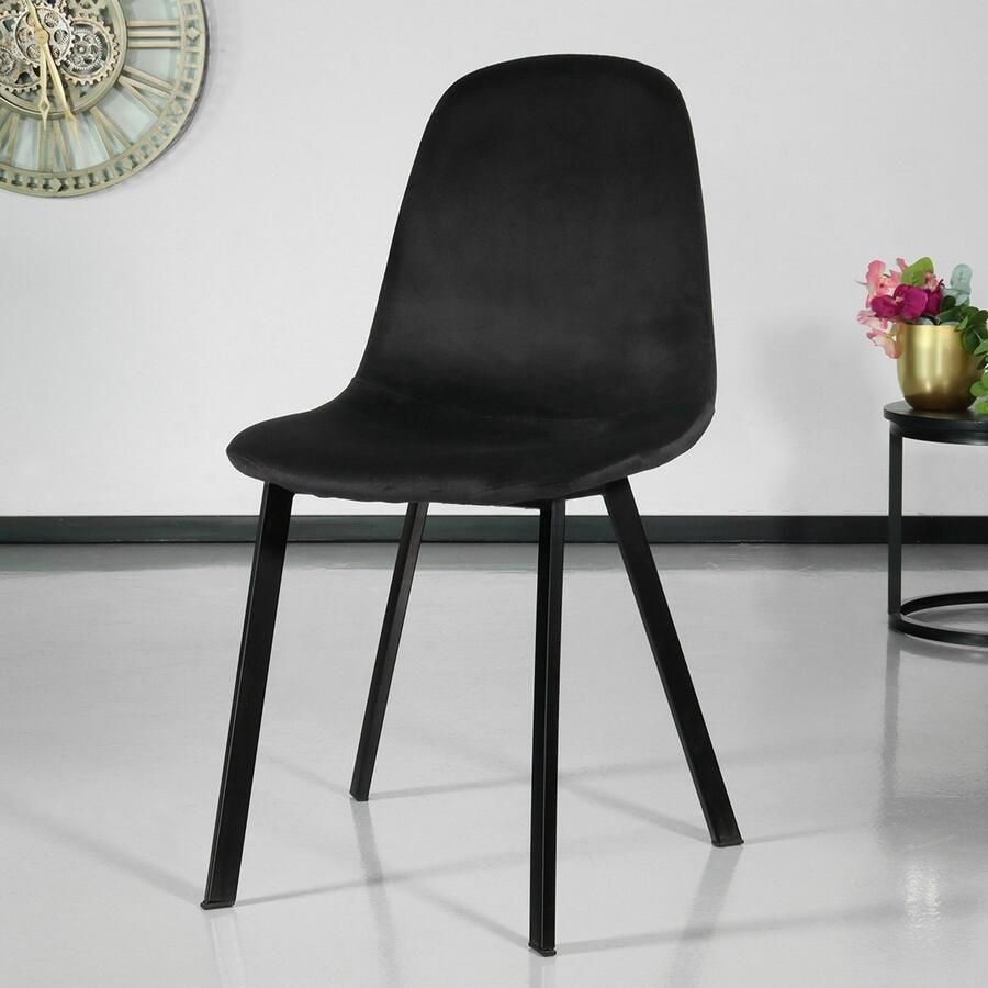 Lizzely Garden & Living SET DEAL: 6 stuks Eetkamerstoel Simpy zwart velvet eetstoel zetel - Foto 2
