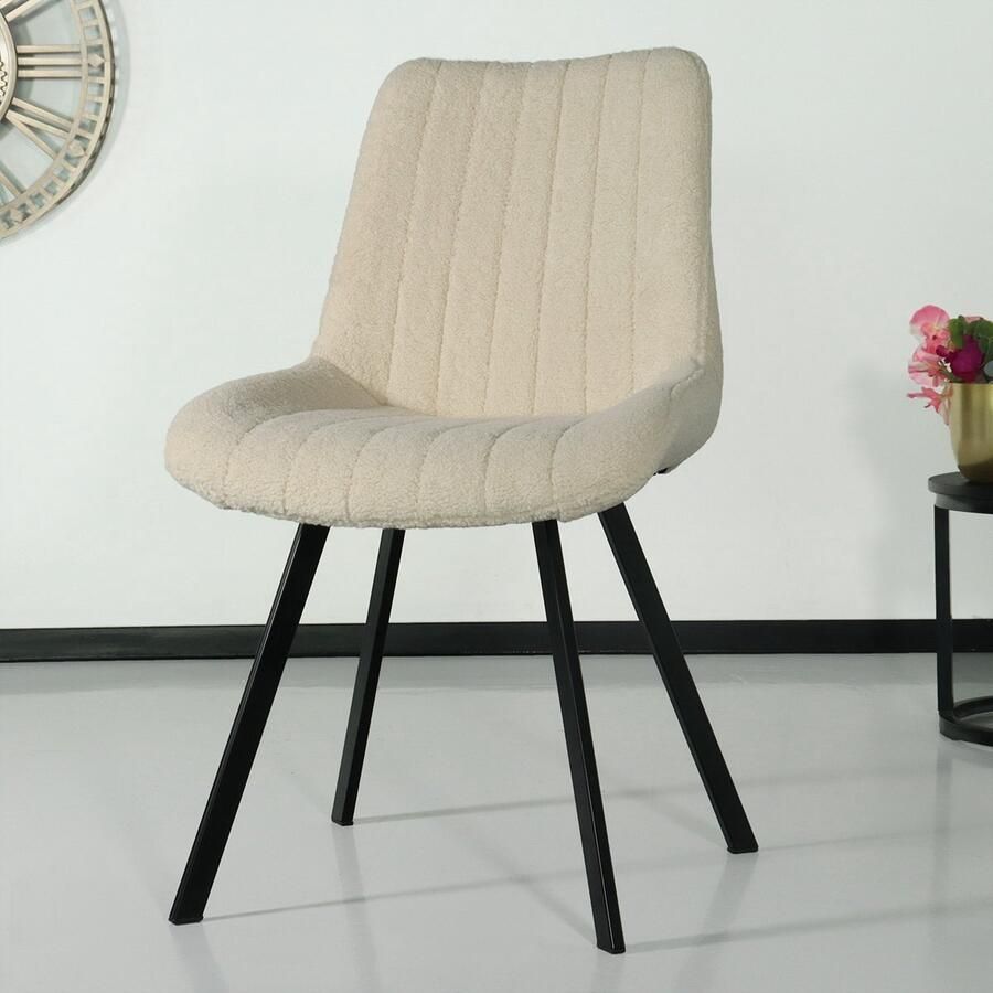 Lizzely Garden & Living SET DEAL: 6 stuks Eetkamerstoel Susta beige teddy eetstoel zetel - Foto 3
