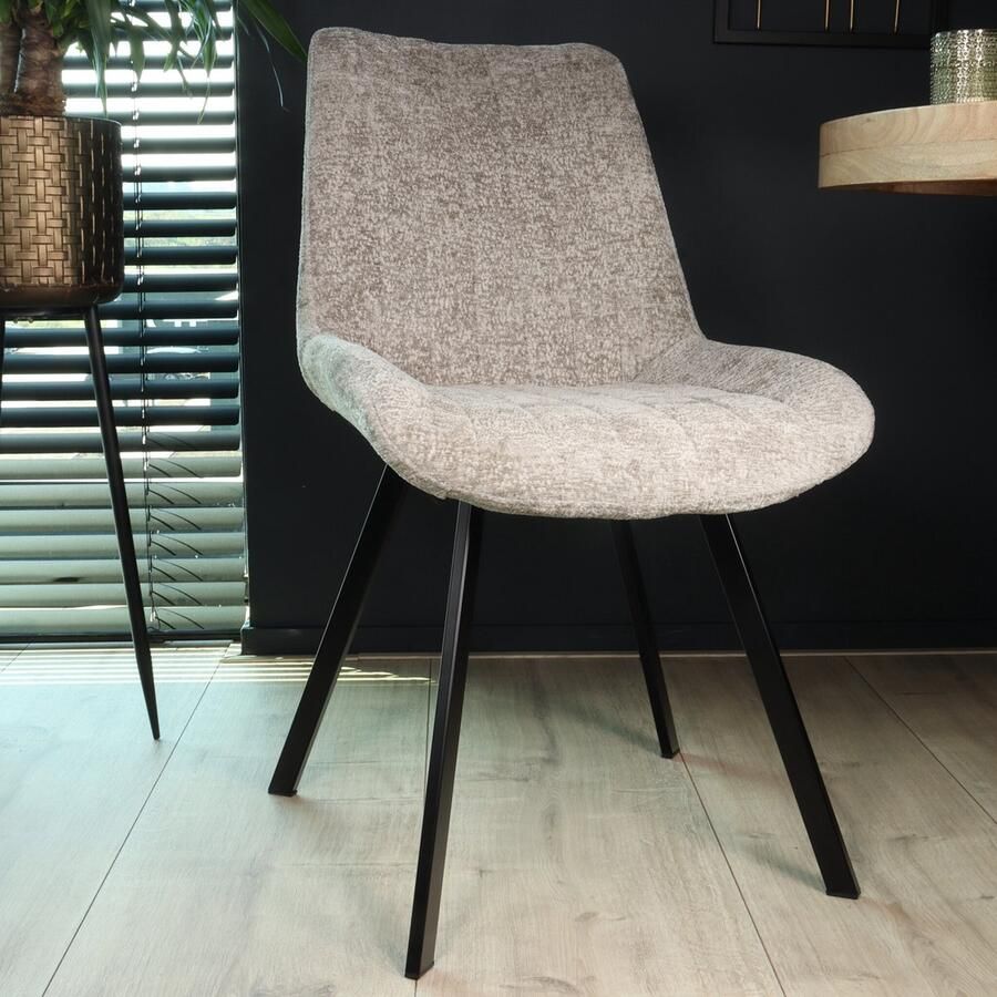 Lizzely Garden & Living SET DEAL: 6 stuks Eetkamerstoel Susta grijs chenille eetstoel zetel - Foto 2
