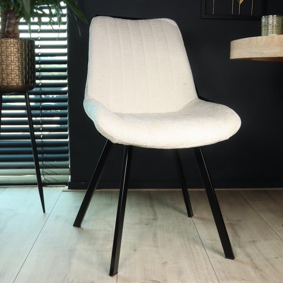 Lizzely Garden & Living SET DEAL: 6 stuks Eetkamerstoel Susta wit chenille eetstoel zetel - Foto 3