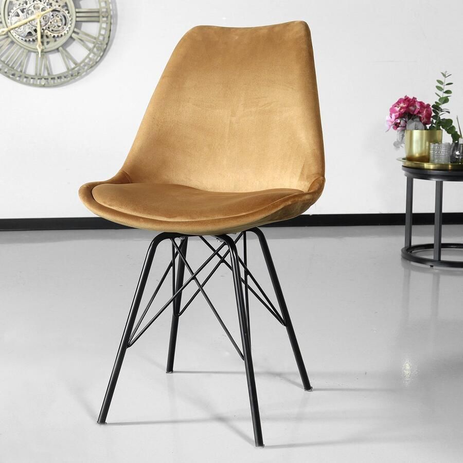 Lizzely Garden & Living SET DEAL: 6 stuks Eetkamerstoel Viga bruin velvet eetstoel - Foto 2