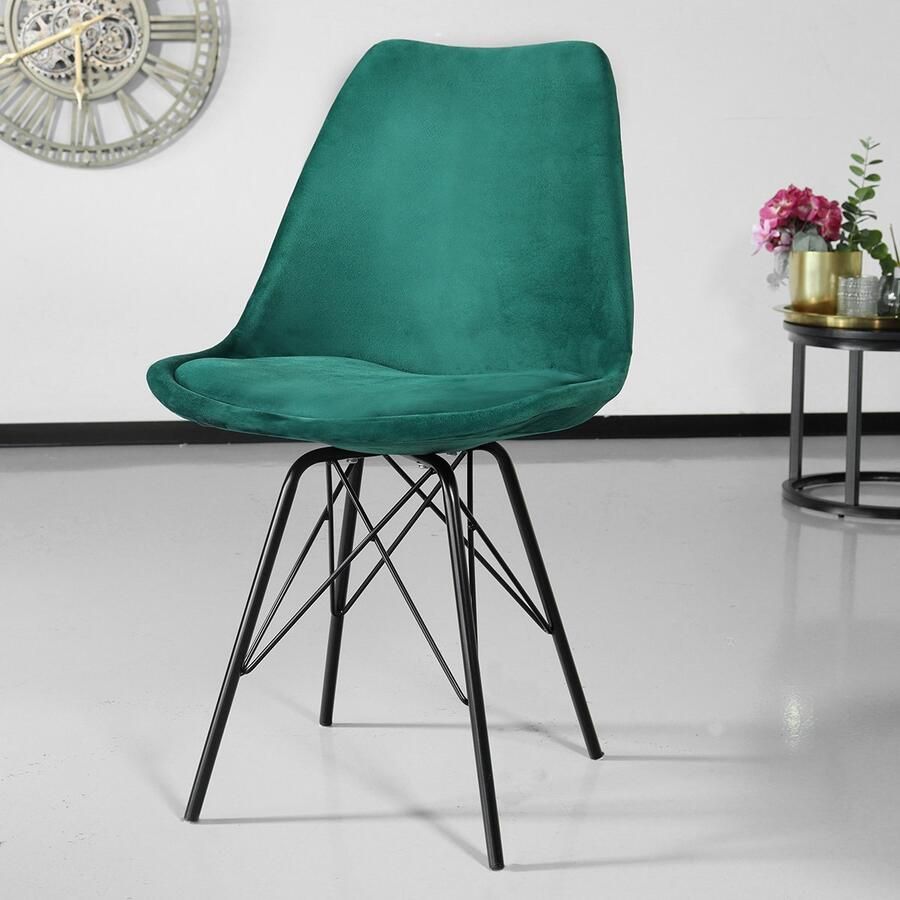 Lizzely Garden & Living SET DEAL: 6 stuks Eetkamerstoel Viga donkergroen velvet eetstoel - Foto 2