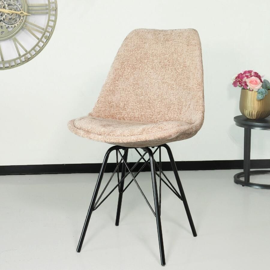 Lizzely Garden & Living SET DEAL: 6 stuks Eetkamerstoel Viga taupe chenille eetstoel zetel - Foto 2