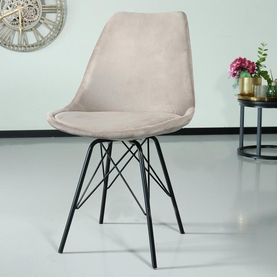 Lizzely Garden & Living SET DEAL: 4 stuks Eetkamerstoel Viga lichtbruin velvet eetstoel - Foto 3