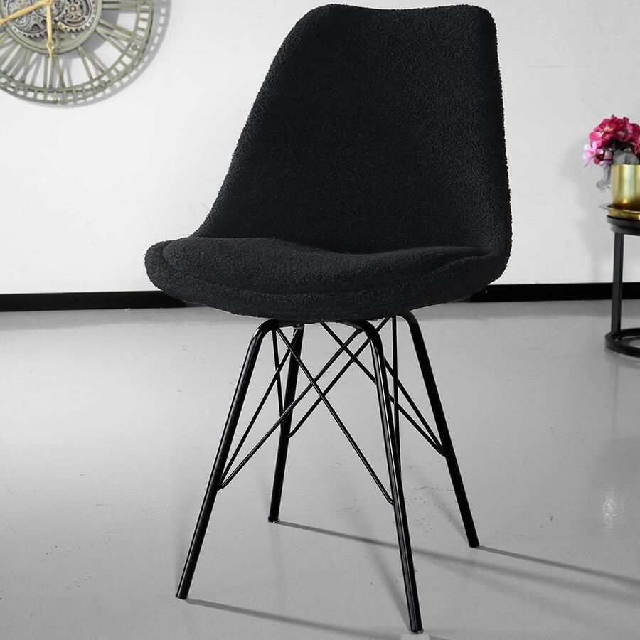 Lizzely Garden & Living SET DEAL: 4 stuks Eetkamerstoel Viga zwart teddy eetstoel - Foto 2
