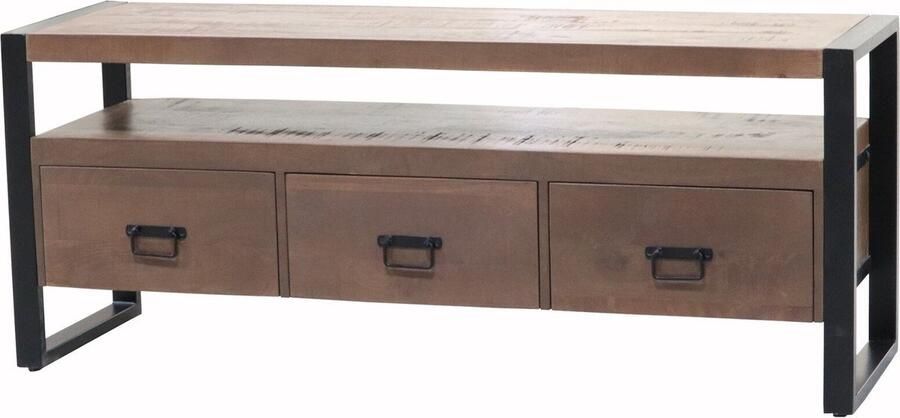 Lizzely Garden & Living TV meubel industrieel mangohout Ilse 150cm walnoot bruin tv kast duurzaam mango massief hout tv-meubel - Foto 2