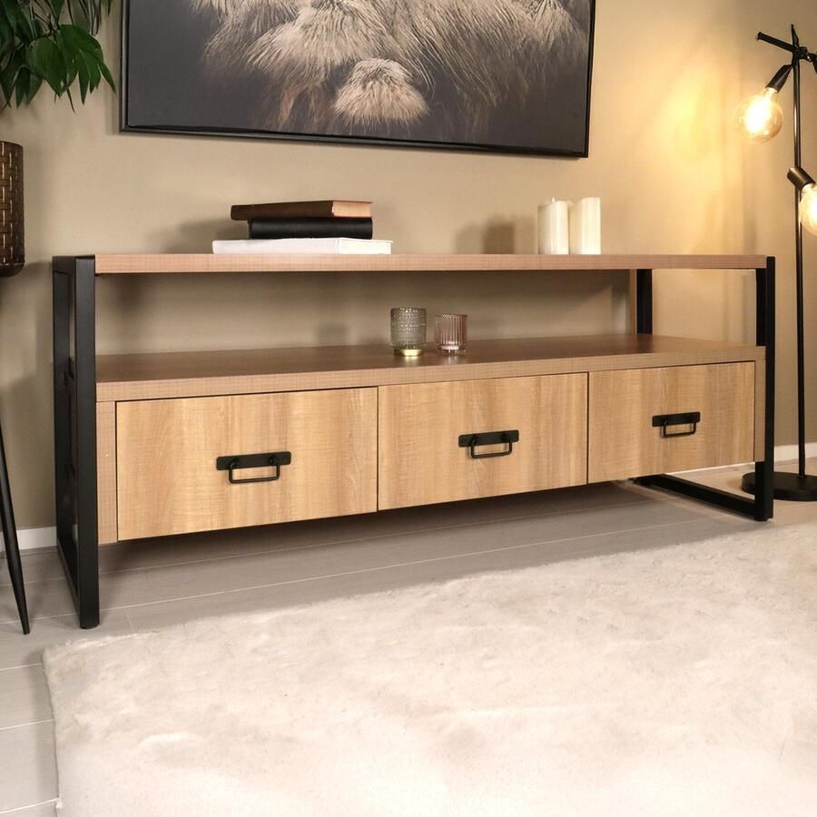 Lizzely Garden & Living TV meubel industrieel melamine Harper 150cm tv kast