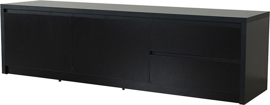 Lizzely Garden & Living Tv meubel melamine Cassie zwart 160cm tv kast duurzaam mango massief hout tv-meubel - Foto 3