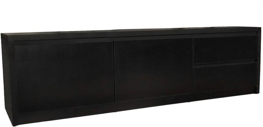 Lizzely Garden & Living Tv meubel melamine Cassie zwart 200cm tv kast duurzaam mango massief hout tv-meubel - Foto 3