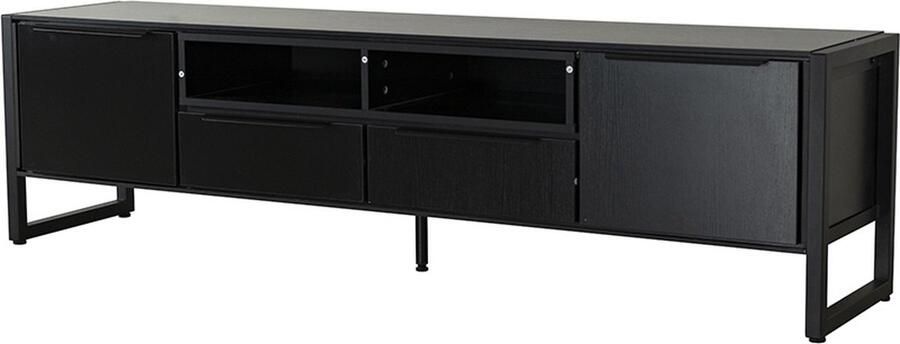 Lizzely Garden & Living Tv meubel melamine Madison zwart 185c tv kast duurzaam mango massief hout tv-meubelm - Foto 2