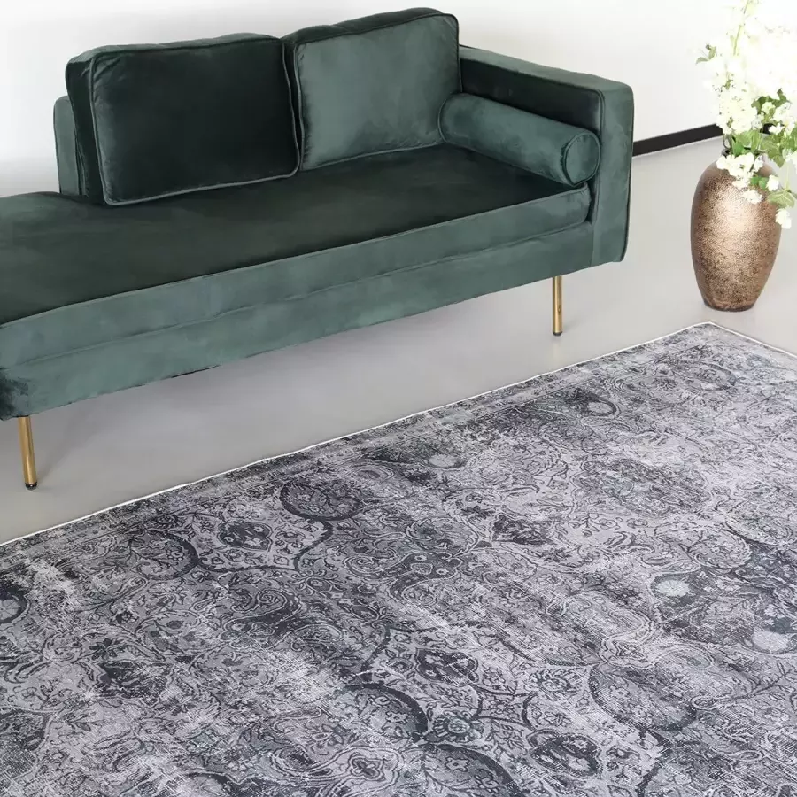 Lizzely Garden & Living Vloerkleed vintage 200x300cm blauw zwart perzisch oosters tapijt