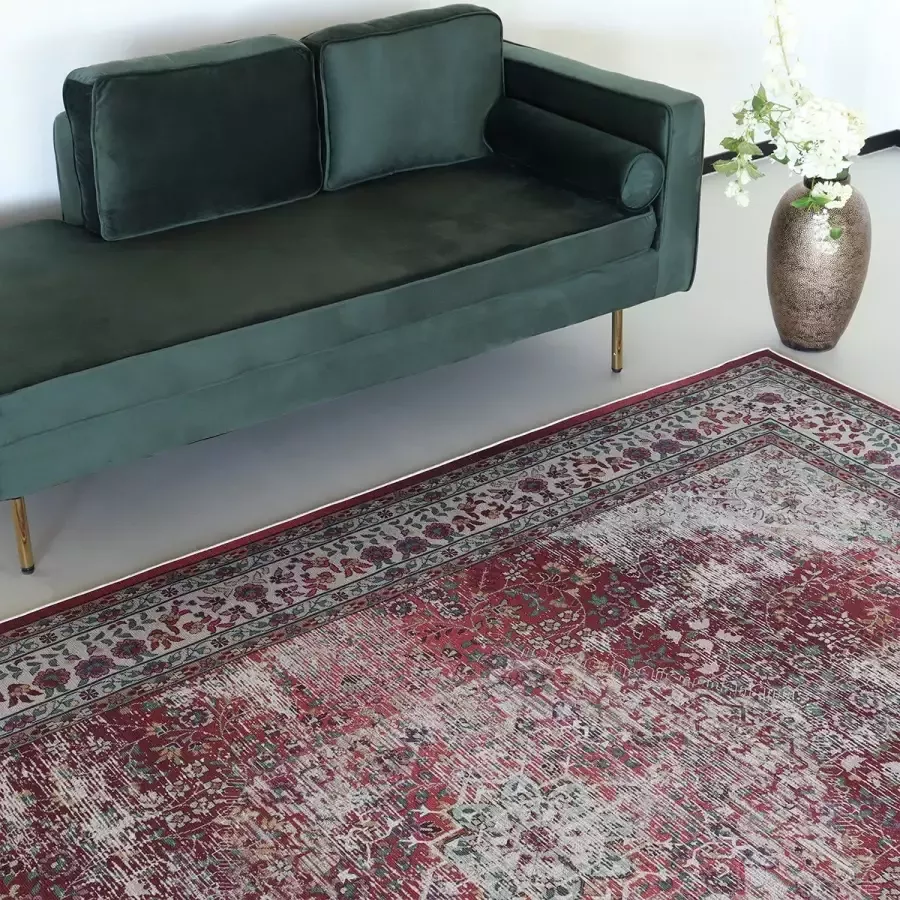 Lizzely Garden & Living Vloerkleed vintage 200x300cm donkerrood perzisch oosters tapijt