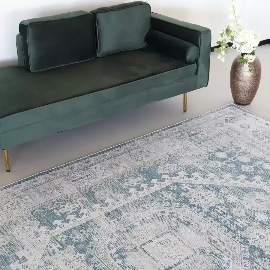 Lizzely Garden & Living Vloerkleed vintage 200x300cm wit blauw perzisch oosters tapijt