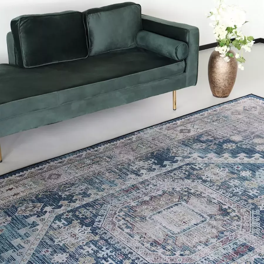 Lizzely Garden & Living Vloerkleed vintage 200x350cm donkerblauw perzisch oosters tapijt