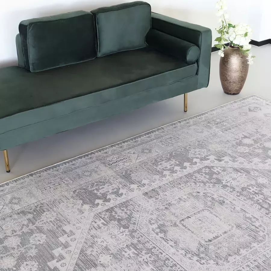 Lizzely Garden & Living Vloerkleed vintage 200x350cm wit grijs perzisch oosters tapijt