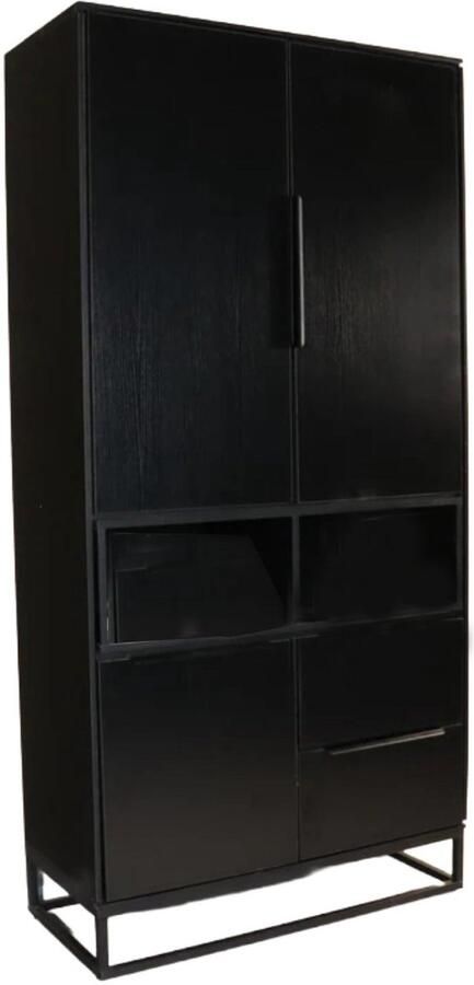 Lizzely Garden & Living Wandkast melamine kast Madison zwart 185cm wandmeubel - Foto 2