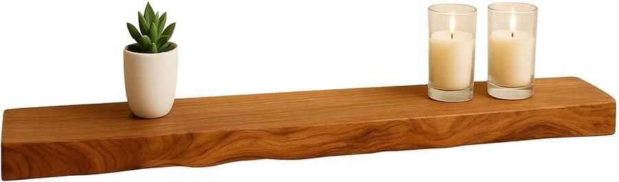 Lizzely Garden & Living Wandplank industrieel acacia hout Inge 120cm muurplank massief hout muurdecoratie - Foto 4