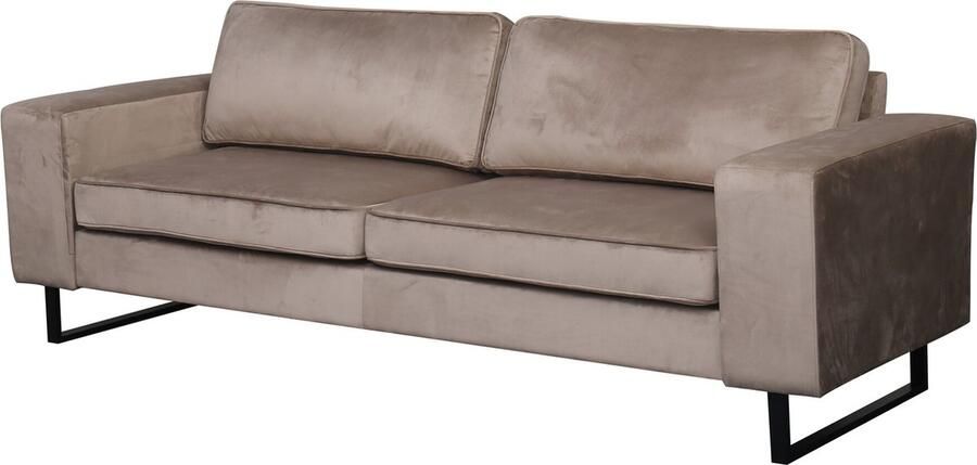 Lizzely Garden & Living Zitbank Alba 3-zits champagne velvet bank stof bankstel zetel