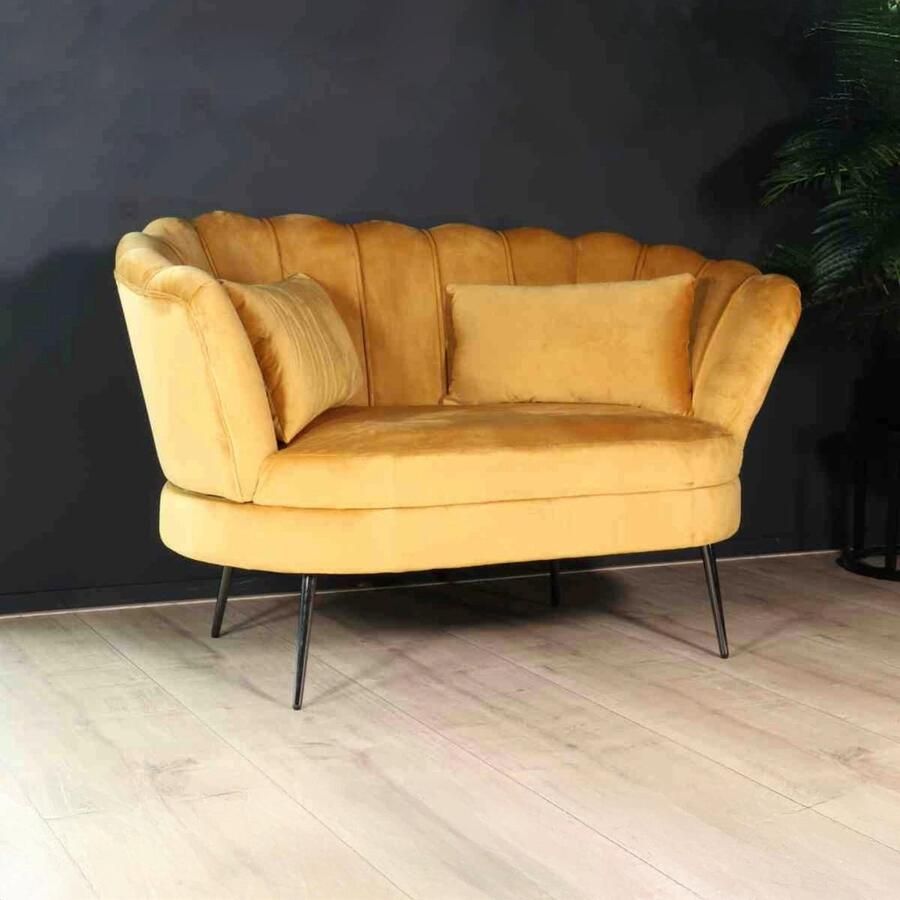 Lizzely Garden & Living Zitbank Anna 2 zits bank velvet goud bankstel 140cm stof incl. 2 kussens zetel