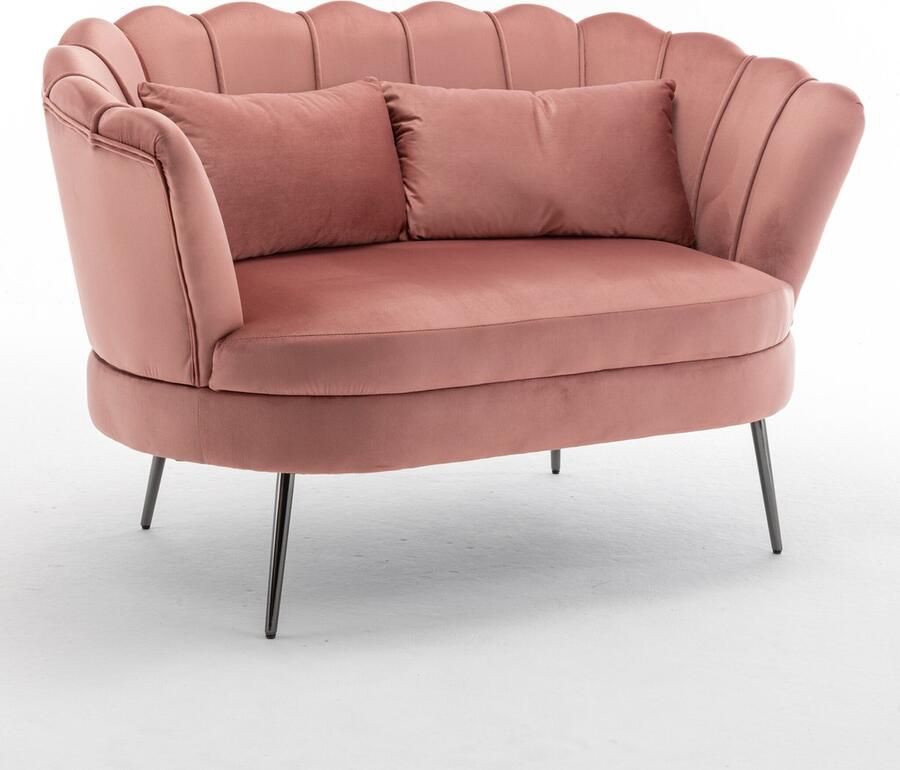 Lizzely Garden & Living Zitbank Anna 2 zits bank velvet oud roze bankstel 140cm stof incl. 2 kussens zetel - Foto 2