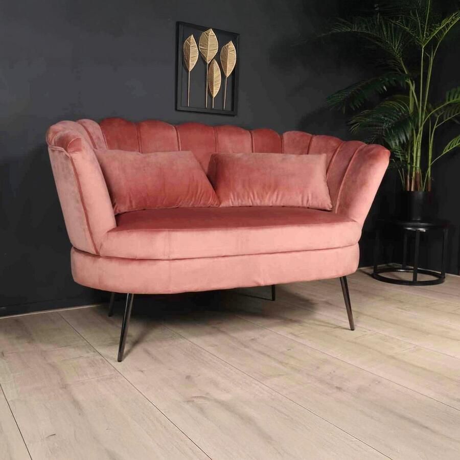 Lizzely Garden & Living Zitbank Anna 2 zits bank velvet oud roze bankstel 140cm stof incl. 2 kussens zetel