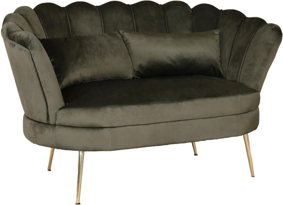 Lizzely Garden & Living Zitbank Belle 2 zits donkergroen 135cm stof bankstel incl. 2 kussens bank zetel - Foto 2