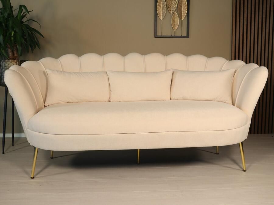 Lizzely Garden & Living Zitbank Belle 3 zits velvet crème 180cm stof bankstel zetel