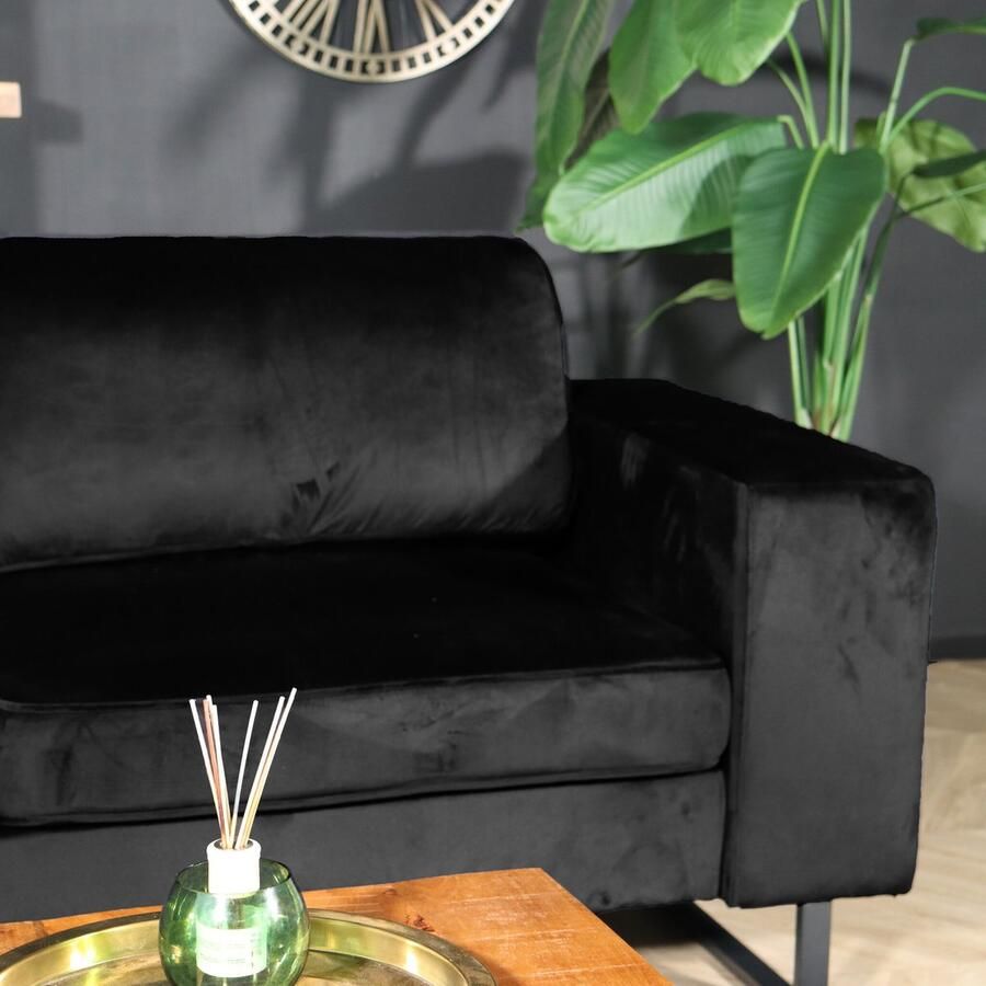 Lizzely Garden & Living Zitbank Zora 2 5-zits zwart velvet bank stof bankstel zetel - Foto 2