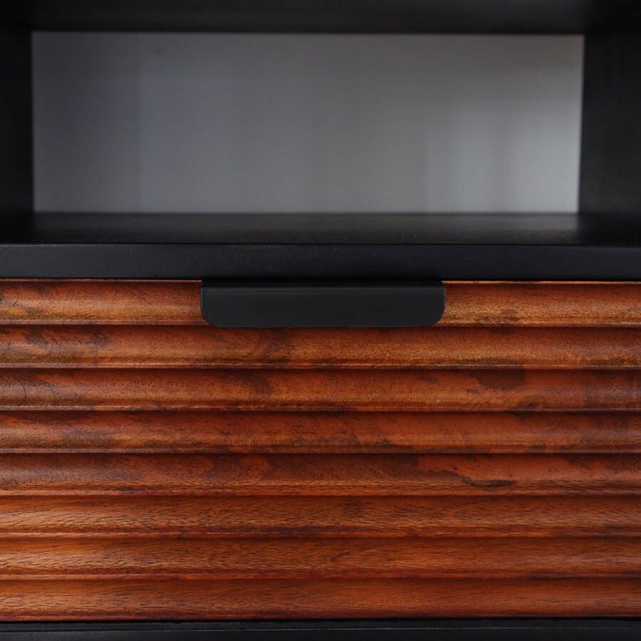 Lizzely Garden & Living Nachtkastje industrieel duurzaam mangohout bijzettafel Avelyn zwart bruin mango side table - Foto 3