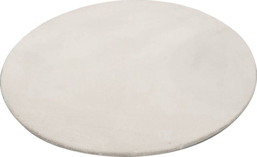 Lizzely Garden & Living Vloerkleed 160cm crème wit rond hoogpolig Liv fluffy vloerkleed