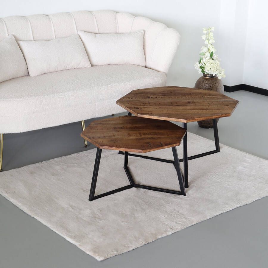 Lizzely Garden & Living Vloerkleed rechthoek 120x160cm crème wit hoogpolig tapijt Liv fluffy vloerkleed