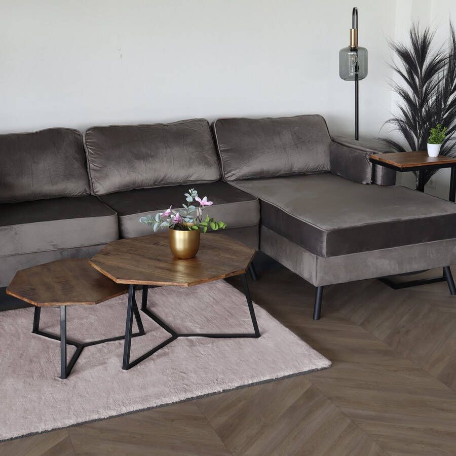 Lizzely Garden & Living Vloerkleed rechthoek 120x160cm roze hoogpolig tapijt Liv fluffy vloerkleed