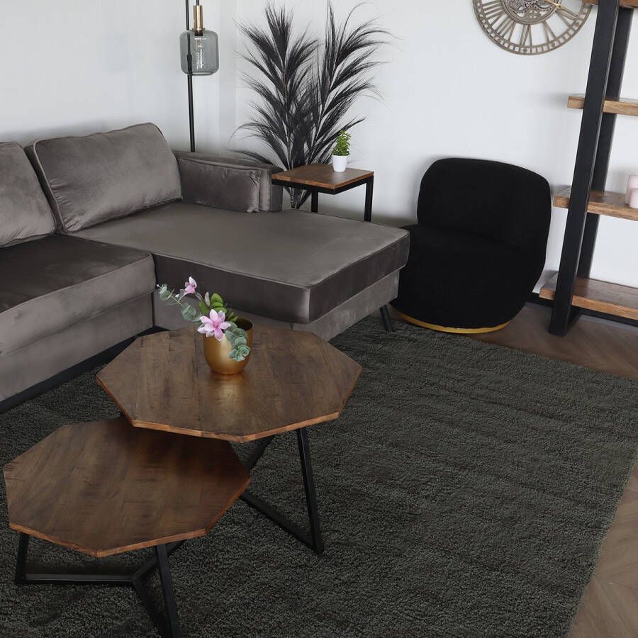 Lizzely Garden & Living Vloerkleed rechthoek 200x290cm groen hoogpolig tapijt Avelyn fluffy vloerkleed