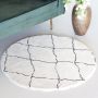 Lizzely Garden & Living Vloerkleed rond moroccan 100cm wit zwart perzisch oosters tapijt - Thumbnail 1