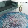 Lizzely Garden & Living Vloerkleed rond vintage 200cm wit lichtblauw perzisch oosters tapijt - Thumbnail 2