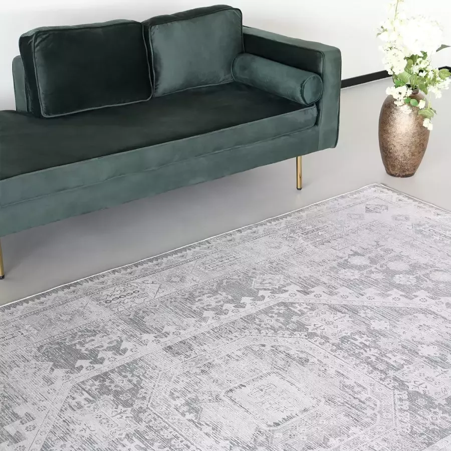Lizzely Garden & Living Vloerkleed vintage 200x300cm wit grijs perzisch oosters tapijt
