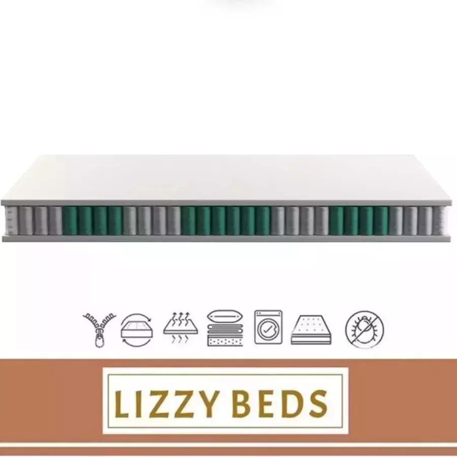 LizzyBeds Pocketvering Matras 140x210cm 21cm dik Hotel Comfort Matras