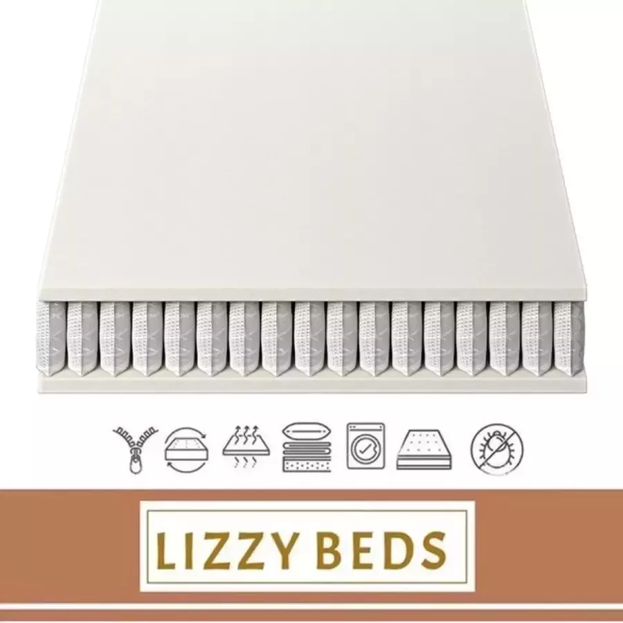 LizzyBeds Pocketvering Matras 160x210cm Matras Koudschuim 25cm Dik Hotel Comfort XL Line